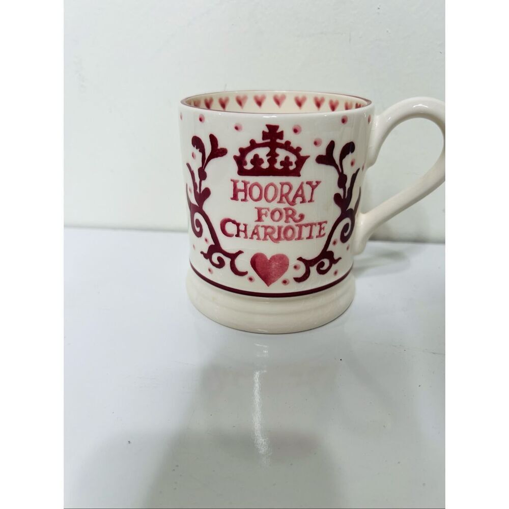 Emma Bridgewater Royal Baby Hooray for Charlotte Princess Pink White Coffee Tea